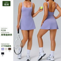 クロスボーダー新しいアウトドアランニングスポーツドレス女性の偽ツーピース露出防止フィットネスウェアポケットテニススカート