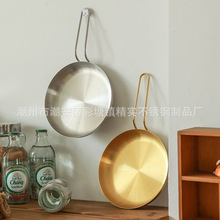 韩式不锈钢小吃盘创意金色牛排煎锅烤肉餐具烧烤盘菜盘平盘圆盘子