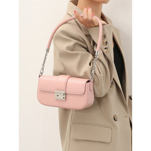 Small bag 2024 new high-end niche harmonica chain small square bag baguette armpit bag women's shoulder crossbody bag