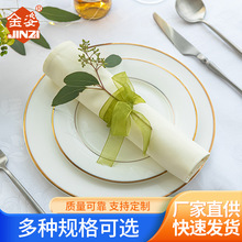 全棉缎纹餐巾布米色简约席巾折花口巾布擦杯布厂家批发风餐具餐桌