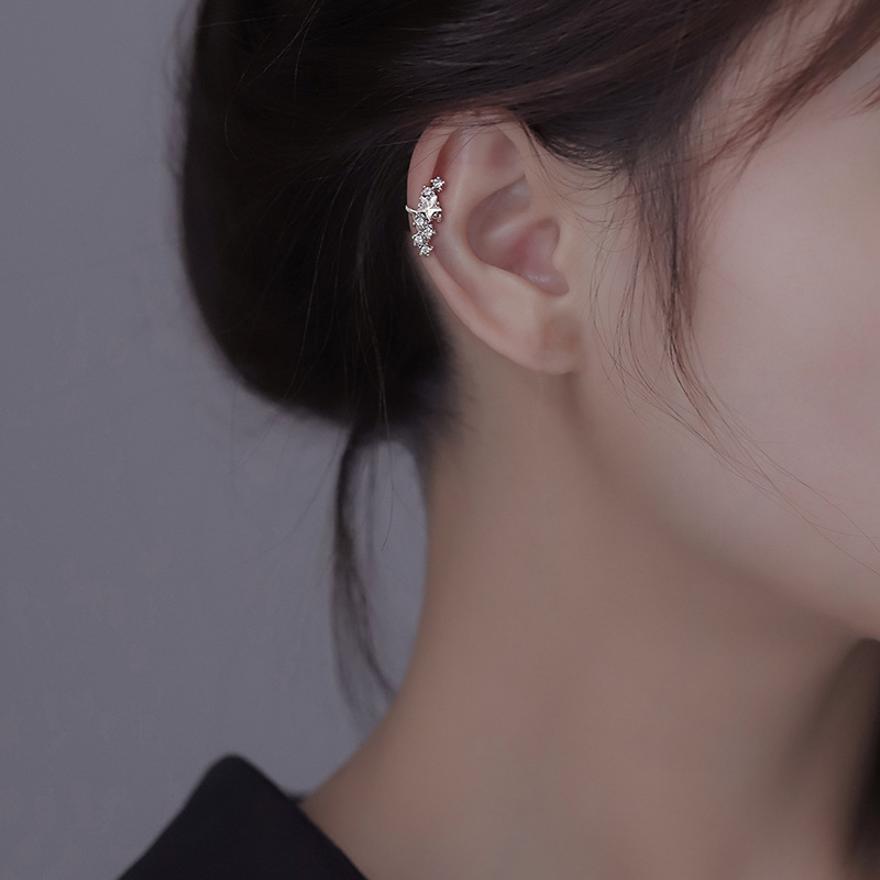 Beidou siete estrellas clip de hueso de oreja mujeres sin agujeros de orejas de plata colgando pendientes de nicho de diseño 2025 nuevos exquisitos pendientes