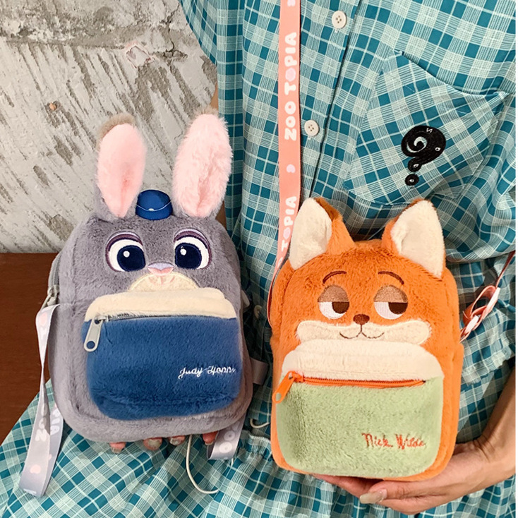 Cartoon Squirrel Cute Doll Bag Judy Nick Peripheral Plush Crossbody Bag Japanese Style Winnie the Pooh Shoulder Bag Wholesale