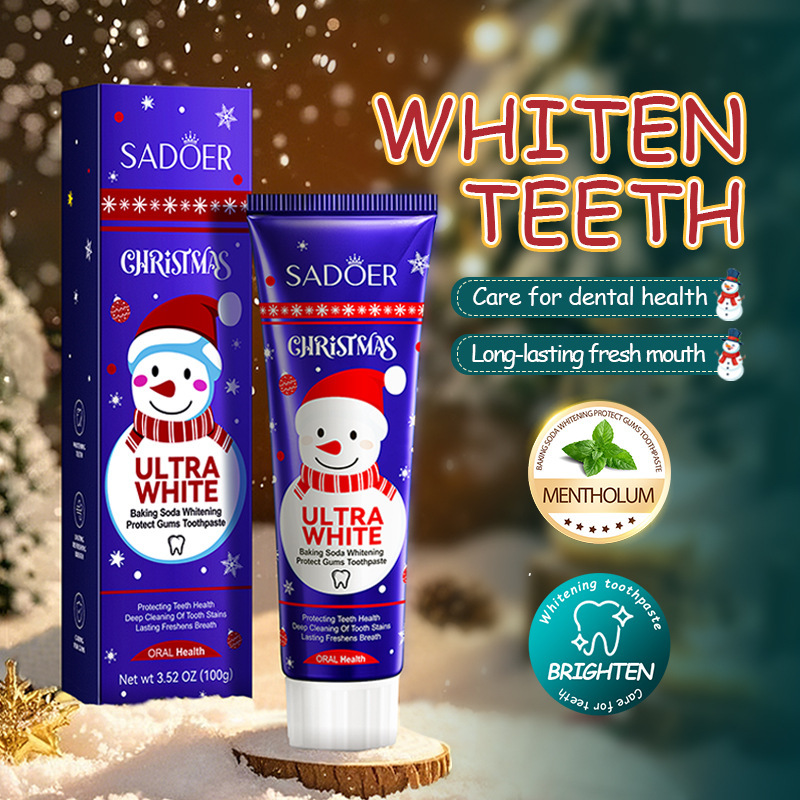 Inglés completo SADOER Navidad bicarbonato de sodio blanqueador, pasta de dientes, dientes limpios y frescos, comercio exterior transfronterizo image 2