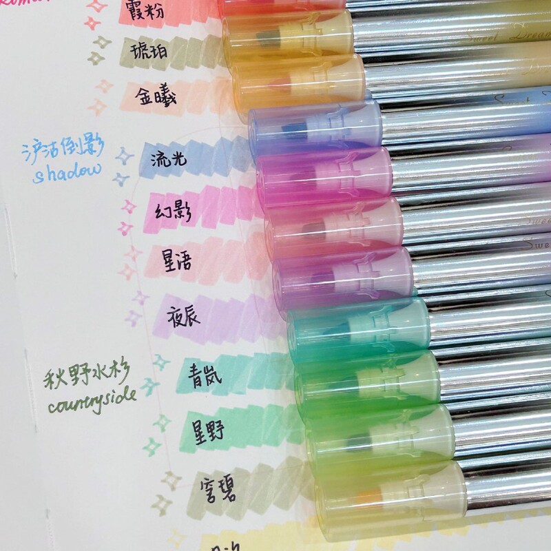 集物社荧光笔标记手账涂鸦笔绘画笔星语甜梦72512荧光笔套盒装|undefined