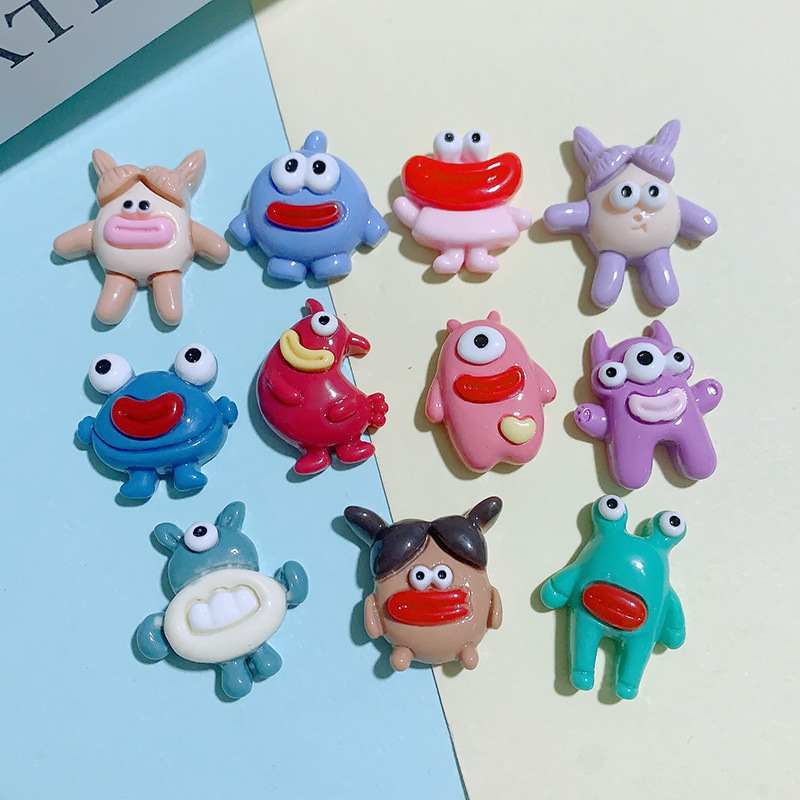 Cartoon Big Mouth Resin Accessories DIY Car Decoration Ornaments Shoe Flower Sausage Mouth Water Cup Mobile Phone Case Sticker Accessories