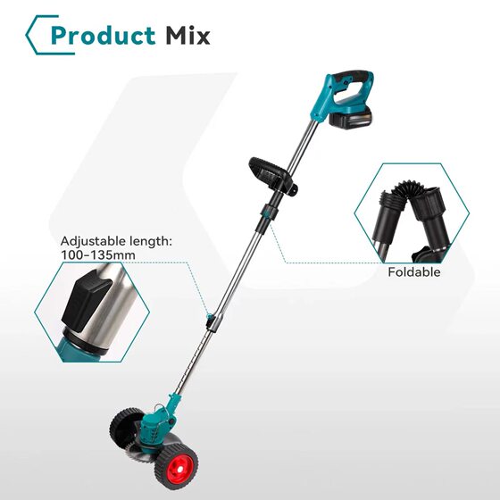 Wholesale Foldableing Lithium Electric Lawn Mower Lawn Mower Household Garden Lawn Electric Handheld Multi-function Auxiliary Wheel