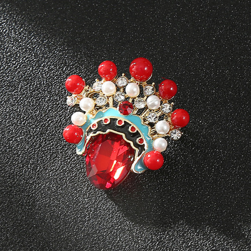 Chinese style Peking opera tiara, female and male roles for couples, retro rubber brooch, lapel pin badge