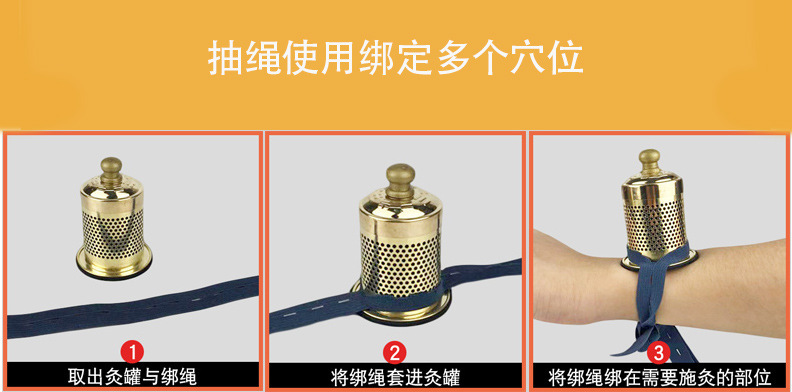 Portable Magnetic Moxa Box Smokeless Metal Moxibustion Tube with Elastic Band for Home Use in use