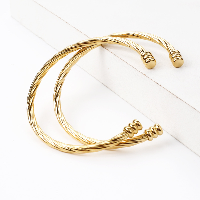 Fashion Geometric Titanium Steel Plating Bangle