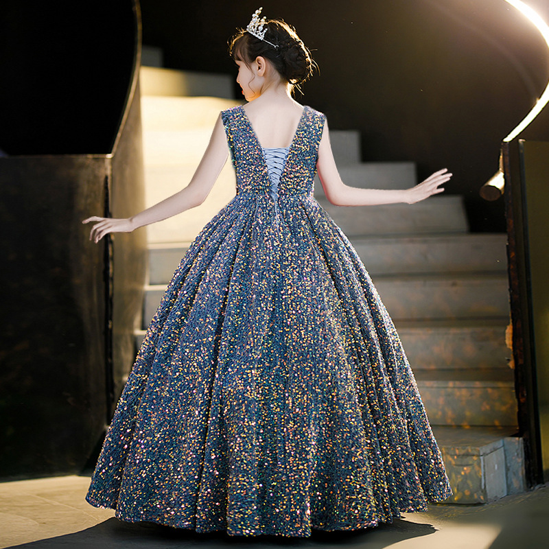 Robe de soirée élégante avec jupe tutu pour filles, idéale pour les défilés de mode et les spectacles. Robe de princesse pour enfants plus âgés._voghion.com