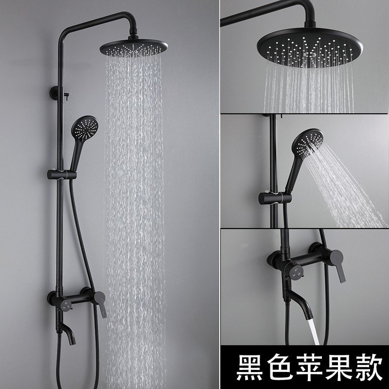 304 acero inoxidable negro ducha set cuatro funciones presurizado baño frío y caliente multifuncional triple ducha