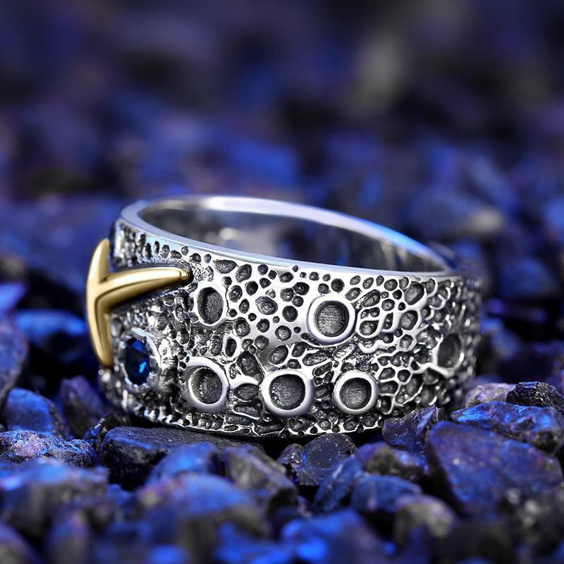 Chencui's New Starry Sky Blue Ring, Single, Dominant and Trendy, Male Personality, Thai Silver Opening Widening, Korean_voghion.com