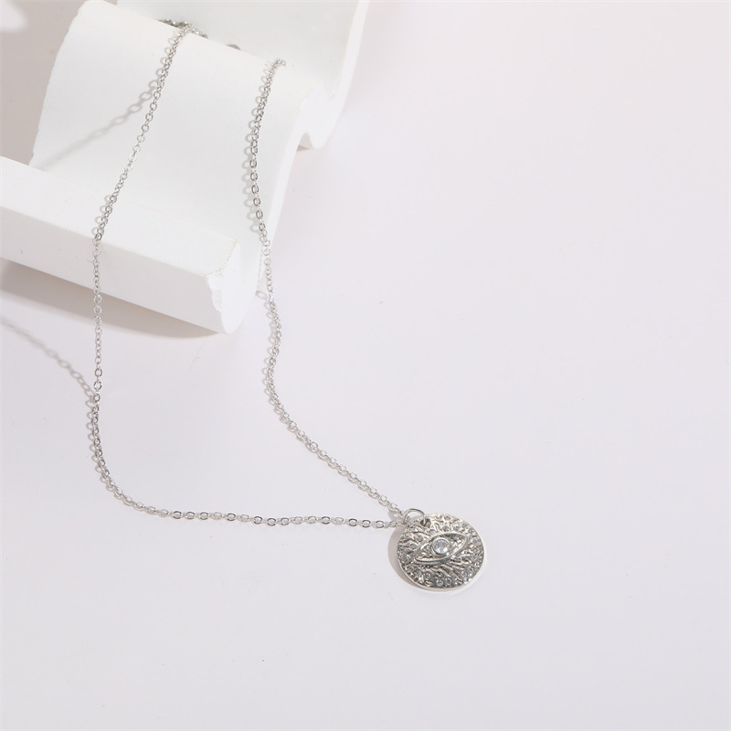 Fashion Eye Flower Copper Plating Inlay Shell Zircon Pendant Necklace 1 Piece