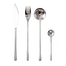 亮银色304不锈钢西餐具套装日式主餐刀叉勺餐厅家用水果叉茶勺