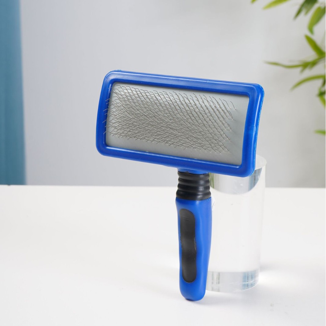 더블 퍼플 스타 개 미용사 고양이 풀 니들 빗 곡선형 소프트 및 하드 니들 브러시 플로팅 헤어 플라스틱 핸들 용품