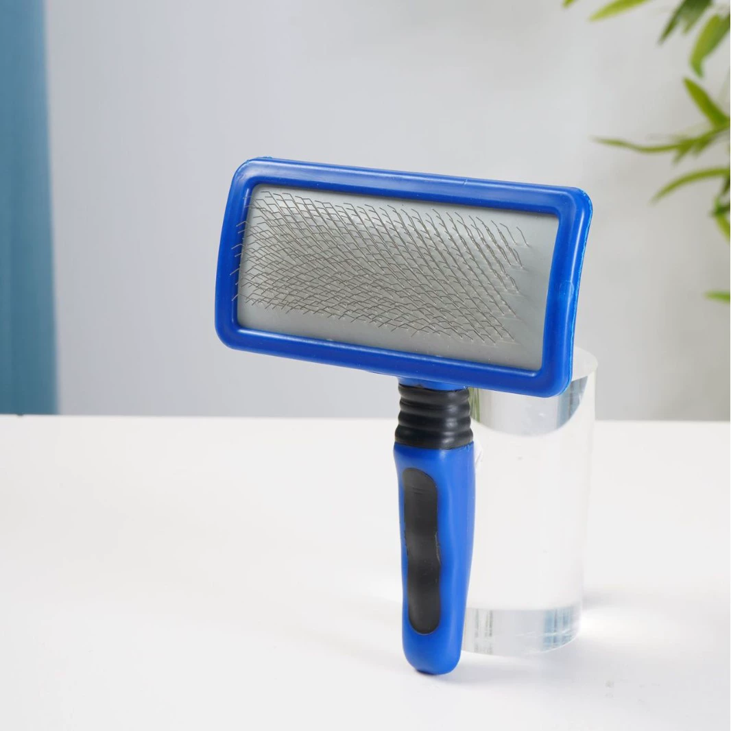 Щетка для волос для собак и кошек с двойной фиолетовой звездой, изогнутая мягкая и жесткая игольчатая щетка, плавающие волосы, принадлежности с пластиковой ручкой