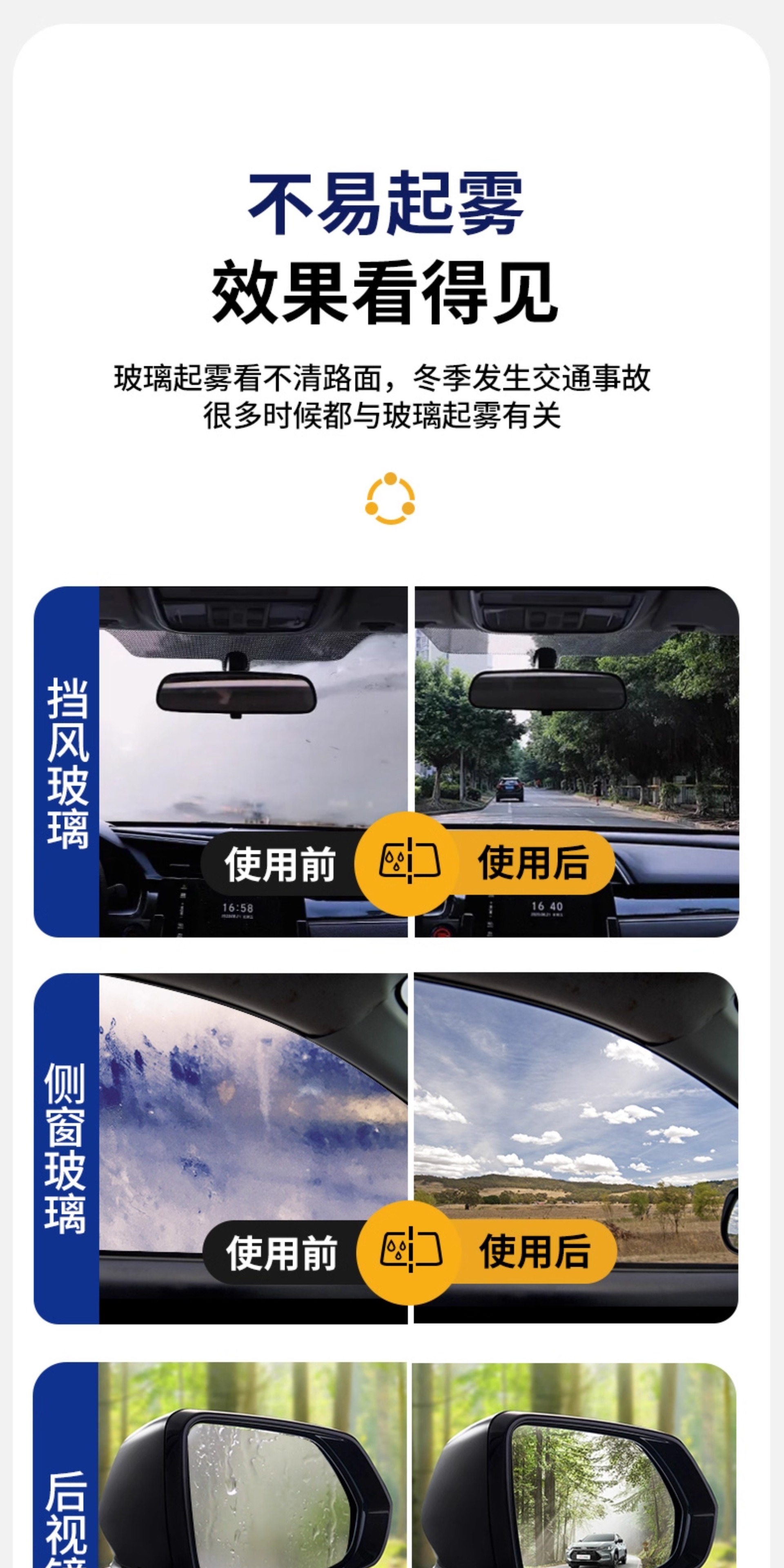 Rearview Mirror Rainproof Artifact Rainproof Agent Car Glass Anti-Fog Spray Rainy Day Waterproof Car Window Water Repellent Film Rain Enemy