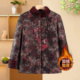 新中式妈妈装冬羽绒棉服女装新款棉衣中老年奶奶装保暖棉袄棉外套