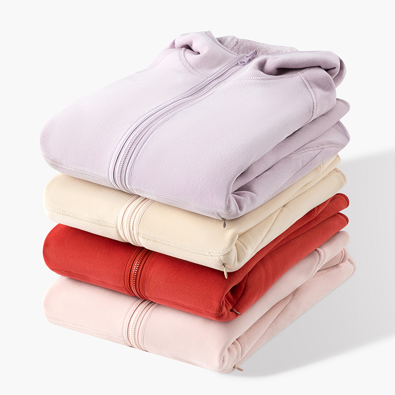 Doble cara de abrigo de terciopelo de mujer otoño y invierno calentamiento grueso agitado con capuchón cardigan de invierno para mujeres para correr y escalar montañas