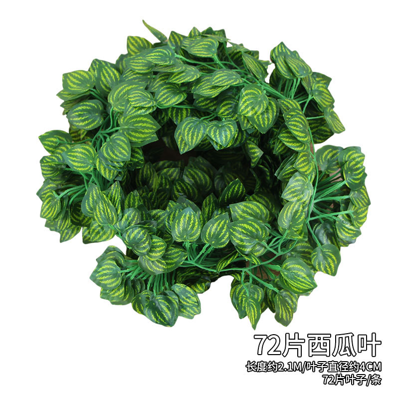 Venta al por mayor de simulación de hoja de uva escalada Tigre ratán Gecko hoja de simulación de plástico planta verde rábano hoja falsa flor decorativa vid