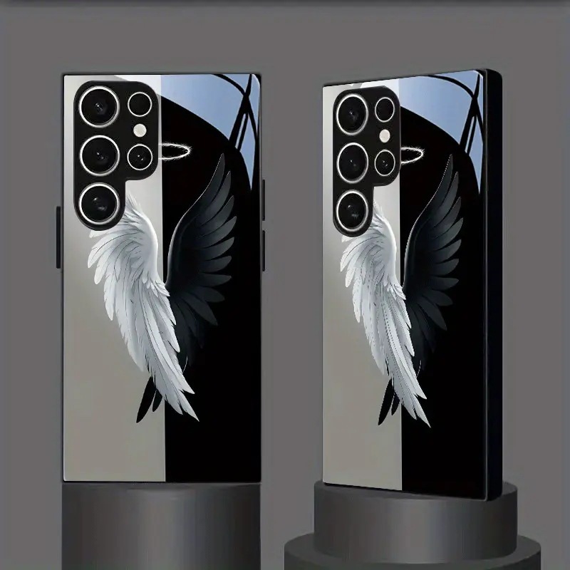 Men's New Trendy Brand Yin-Yang Wings Halo Tempered Glass Hard Case Galaxy S25 Ultra Anti-Scratch Protective Cover Men's New Trendy Brand Yin-Yang Wings Halo Tempered Glass Hard Case Galaxy S25 Ultra Anti-Scratch Protective Cover
