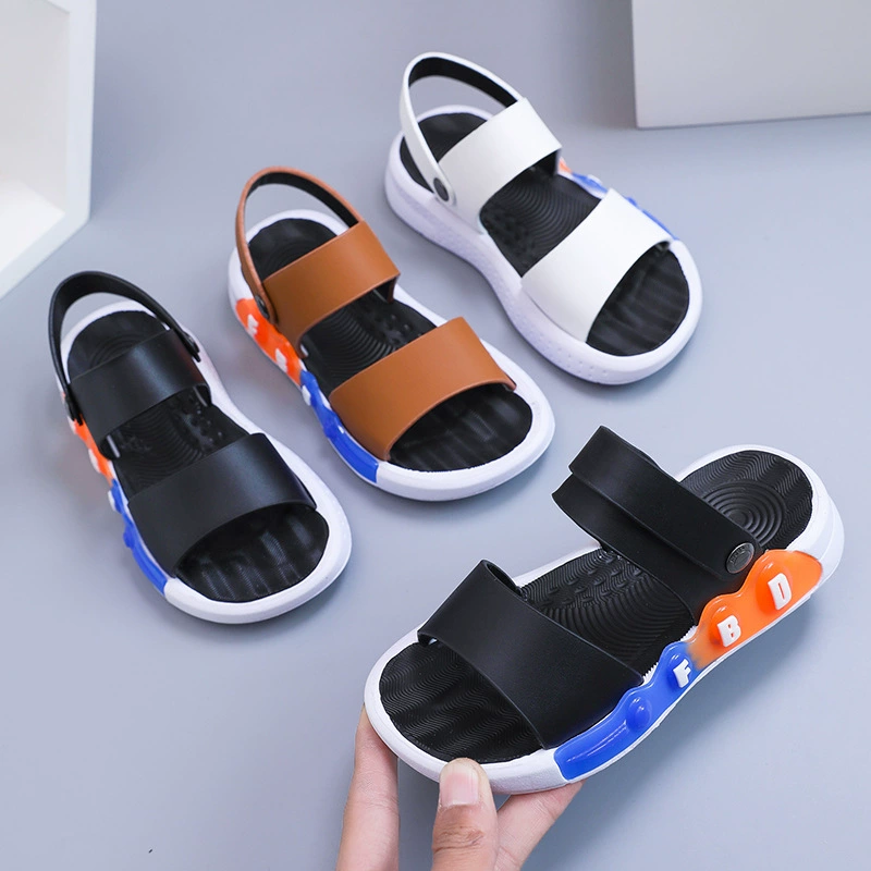 Детские сандалии для мальчиков 2024, новые летние нескользящие сандалии и тапочки на мягкой подошве, оптом и в розницу для девочек.