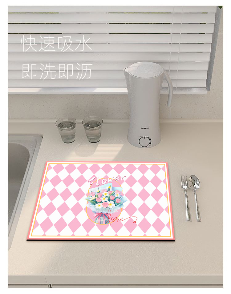 硅藻泥地垫,吸水垫,沥水垫,清新地垫