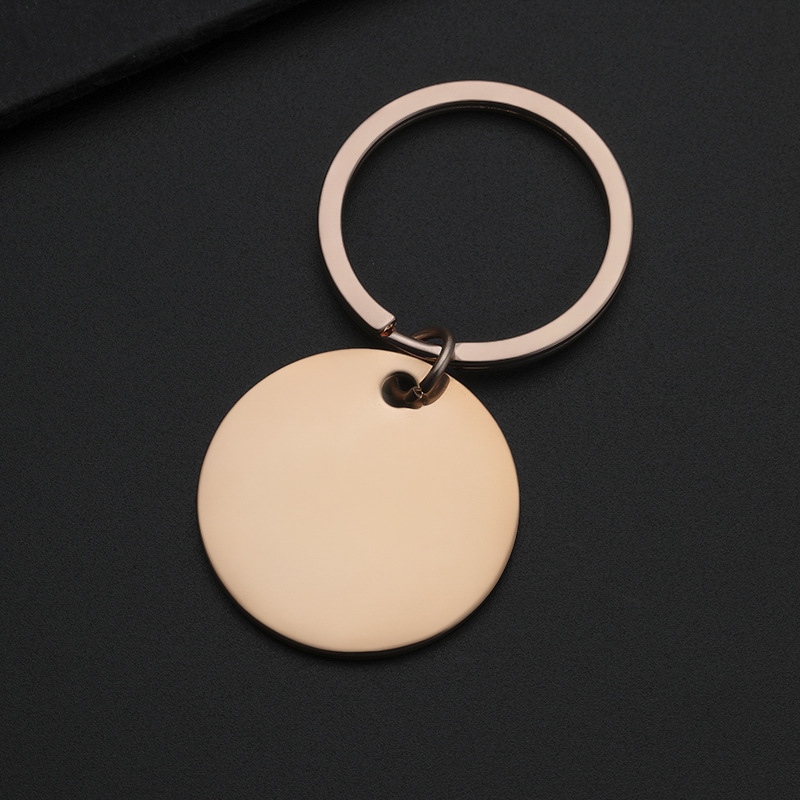 Llavero marca redonda de acero inoxidable transfronterizo impresión en color láser material en blanco regalo de vacaciones letras llavero de metal