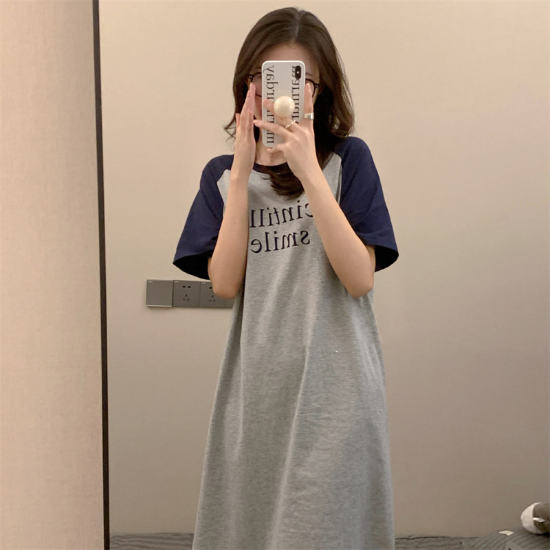 Smooth Nightgown Women's Summer Short-Sleeved Large Size Loose Maternity Pajamas Skirt Comfortable Thin Style Can Be Worn Outside Home Clothes Smooth Nightgown Women's Summer Short-Sleeved Large Size Loose Maternity Pajamas Skirt Comfortable Thin Style Can Be Worn Outside Home Clothes