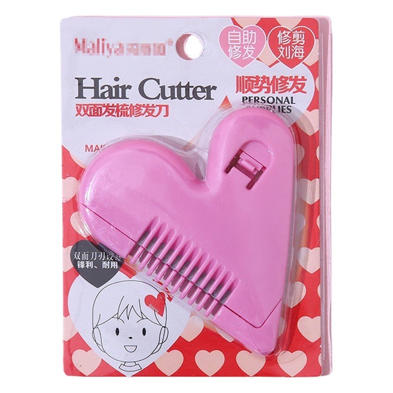 Suministro de fábrica Corazón de melocotón peine de pelo de doble cara para el hogar fletonado recortador de adelgazamiento corte de pelo anti-corte para niños cuchillo de peluquero