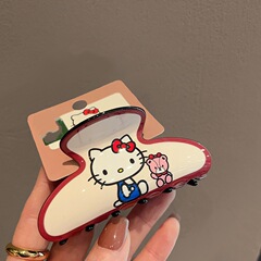 可爱kt猫小众中号发抓日韩减龄童趣时尚抓夹咖色鲨鱼夹