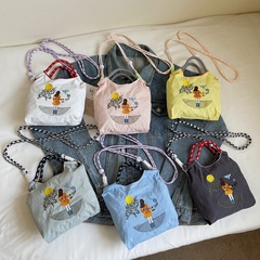 2025 新しい夏の環境に優しいショッピングバッグ刺繍ハンドヘルドクロスボディバッグショルダートラベル軽量携帯電話バッグ小銭入れ