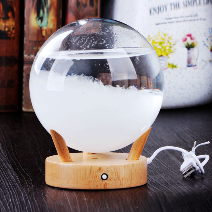 Soporte luminoso bola de cristal botella de tiempo