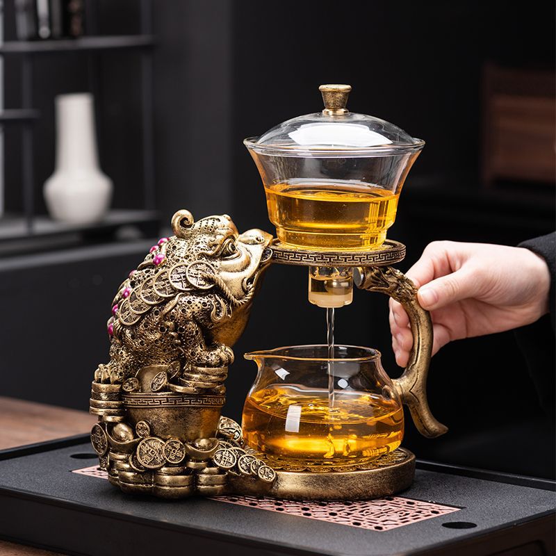 金蟾自动套装玻璃家用茶具功夫懒人泡茶神器茶杯高档磁吸泡茶壶