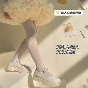 Детские колготки для девочек сетчатые с бантами и кружевом тонкие