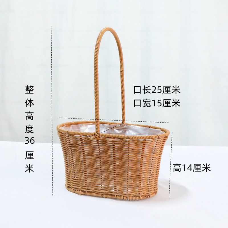 Cestas de flores de caña tejidas a mano canasta de mano pastoral creativa Qixi Festival de caña floral decorativa canasta huevo