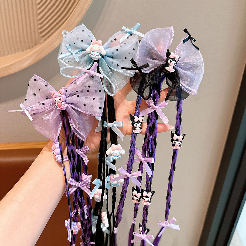 Children's Cartoon Hair Ties, Fake Braids, Sweet and Cool Girl Boxing Braids, High Ponytail Hair Ropes, Girls' Hair Accessories
