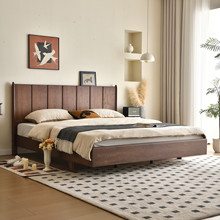北美白蜡木简约中式中古风床双人床主卧婚床实木床原木黑胡桃大床