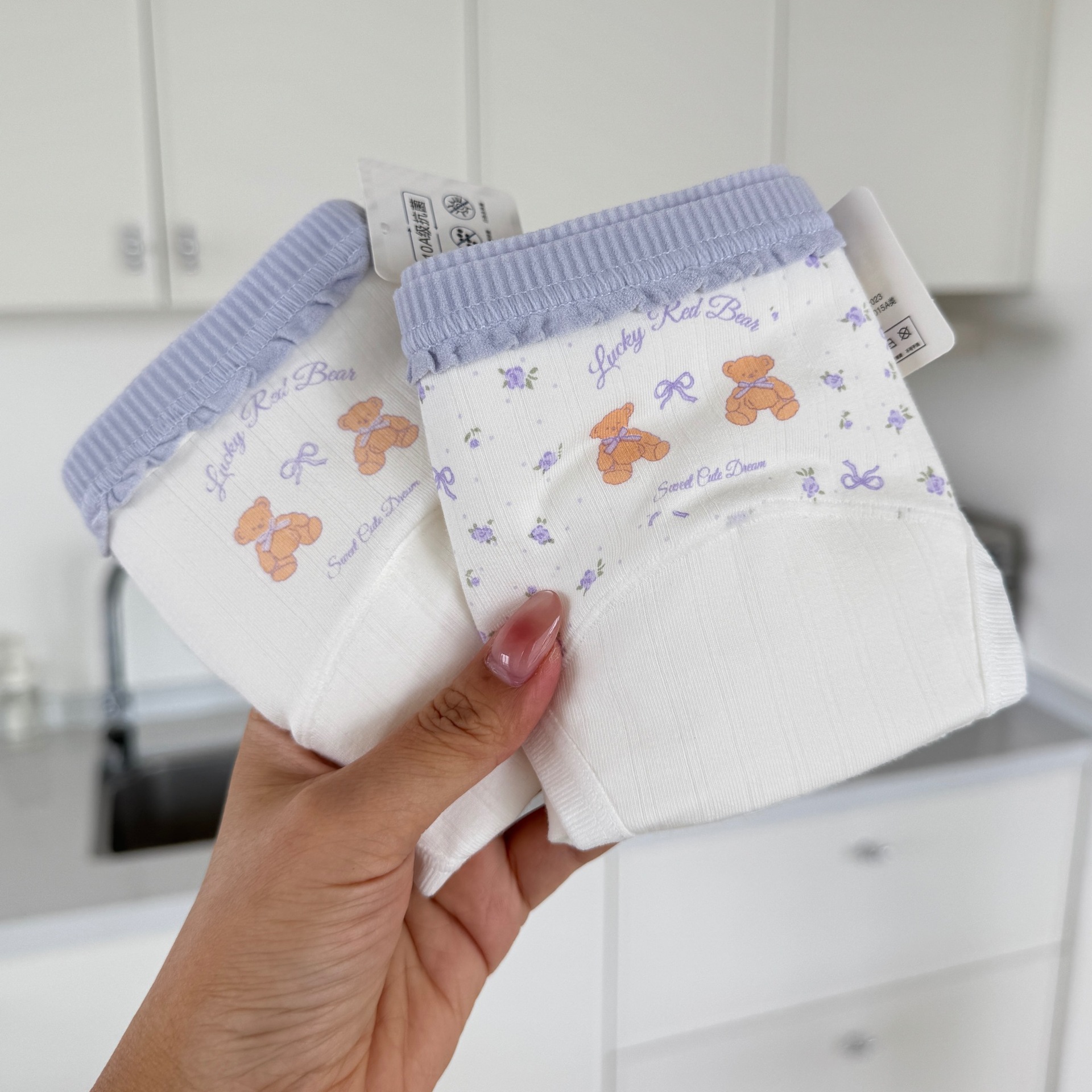 Floral Bear Ins Style a Baby Cotton Pure Cotton Crotch 10A Antibacterial Extended Crotch Panties for Women Breathable Girl Underwear