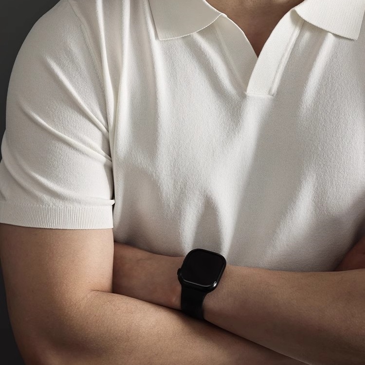 Camisa polo de manga corta sin botones de punto de solapa de verano para hombre de estilo maduro ligero Camiseta casual suelta