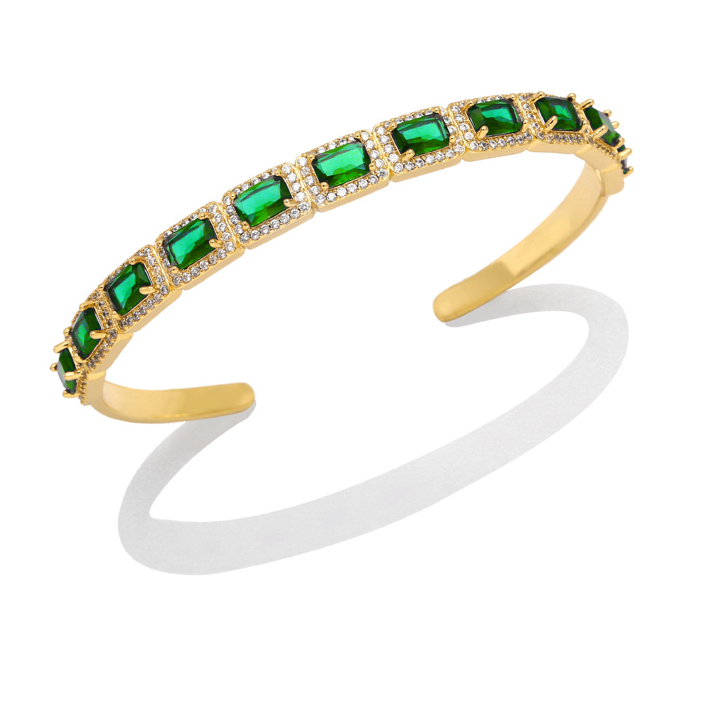 Fashion Square Copper Plating Inlay Zircon Bangle 1 Piece
