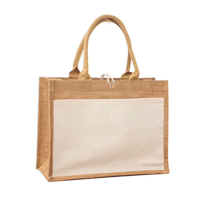 Bolsas de lino en stock retro yute acompañante bolsa de regalo simple cubierta de película empalmada lona bolsa de lino portátil personalizada