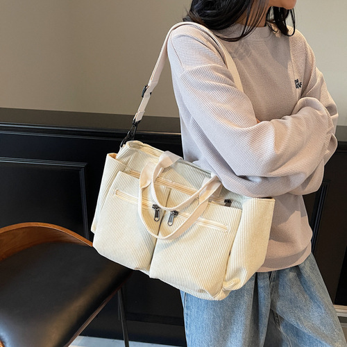 Large-capacity velvet bag 2025 summer new Korean-style literary single-shoulder crossbody bag minimalist style multi-pocket handbag