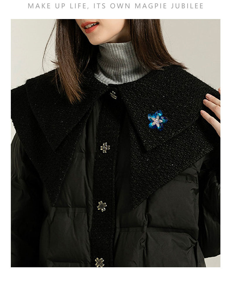 水晶元素桃心莲花胸针时尚高级感花朵brooch韩版