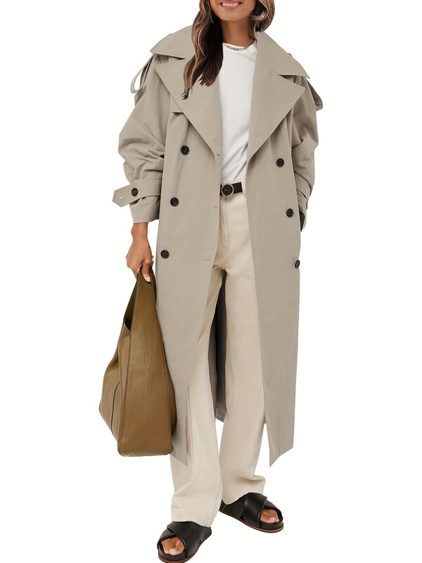 Oversized Windproof Trench Coat Double Womens Oversized Long|undefined