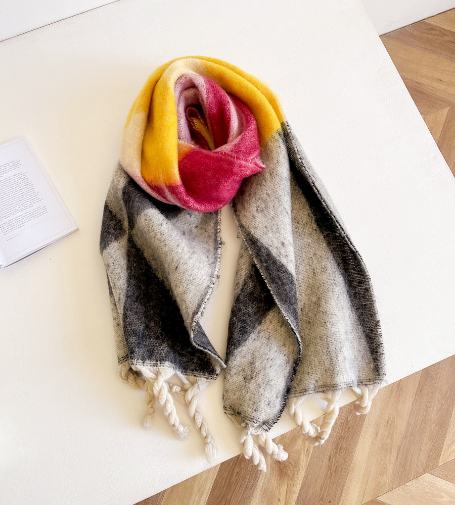 New Geometric Triangle Scarf Women in Winter with 100 Pairs of Tune, Green Hippocampus Hair Shawl for Women's Street_voghion.com