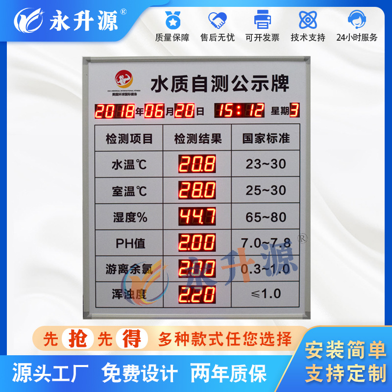 ��Ӿ�ص���ˮ�ʼ�⹫ʾLED��ʾ��ˮ��ˮ��phֵ���ݼ�⿴��