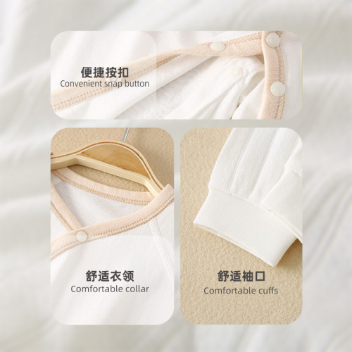 Newborn summer thin lace-up jumpsuit pure cotton jersey summer long-sleeved jumpsuit air-conditioned baby clothes