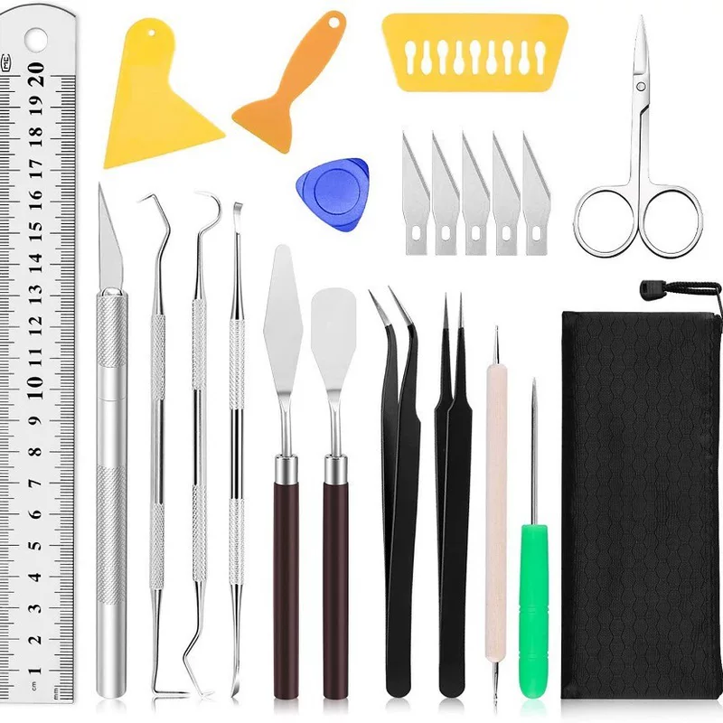 Carved art retroreflective tools set, 22 pieces