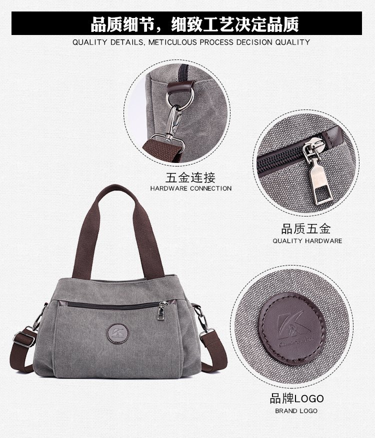 New casual canvas European and American women's single-shoulder bag, solid color trendy women's bag and handbag, cross-border one-piece consignment worldwide undefined